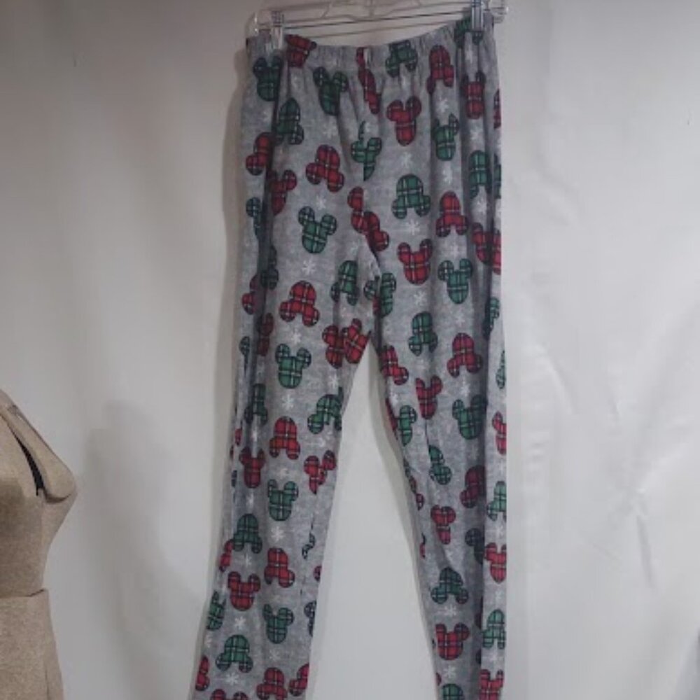 DISNEY LOUNGEWEAR MICKEY PLAID WITH SNOWFLAKES PRINT PJ  STRETCH UNISEX